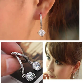 

Crystal Dangle Earrings Fashion Gold Sliver Color Zircon Pendant Pendientes Earrings For Women Geometric Long Earrings