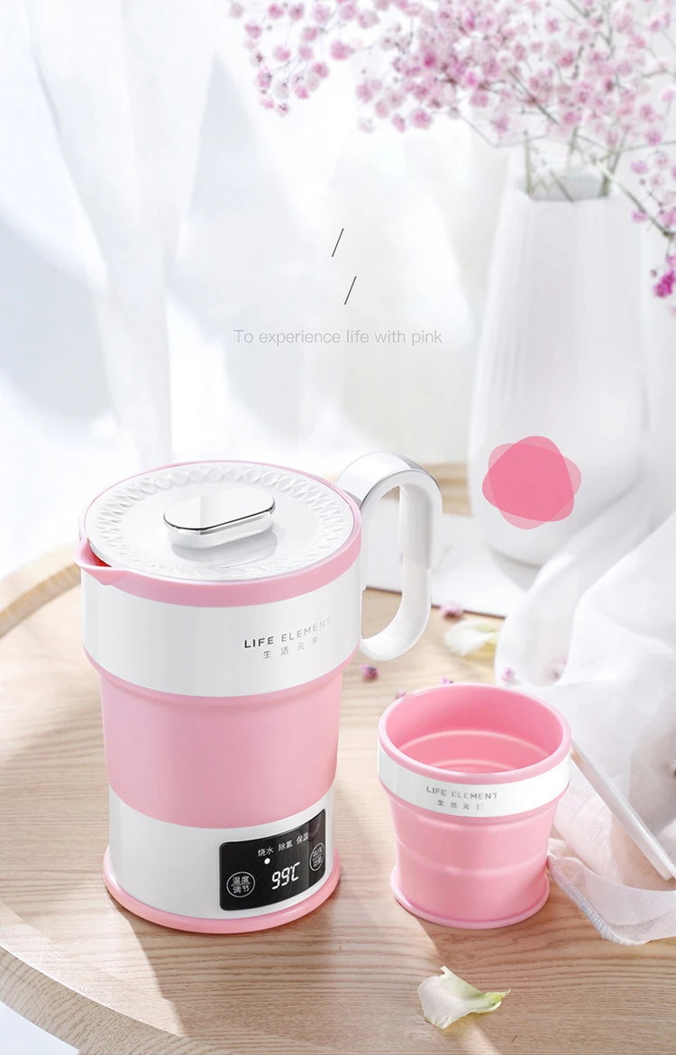 110-220V Electric Mini Travel Kettle Silicone Foldable Automatic Power-off Camping Portable Water Boiler With Cup Electric