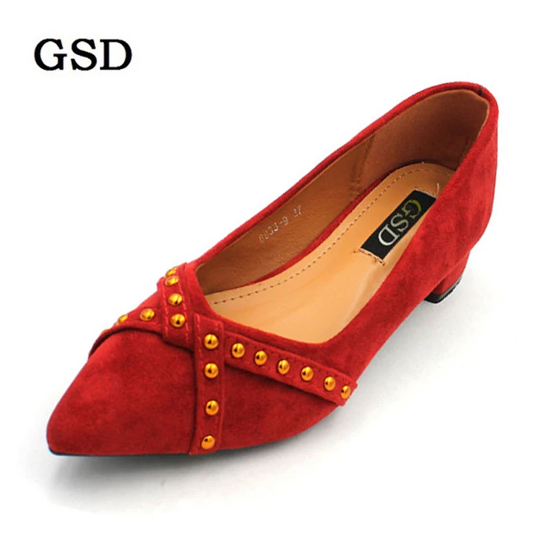 

New Fashion Shoes Woman Suede Metal Rivets Decoration Pumps Women Shoes Casual Comfortable Pointed Toe Women High Heels Mujer