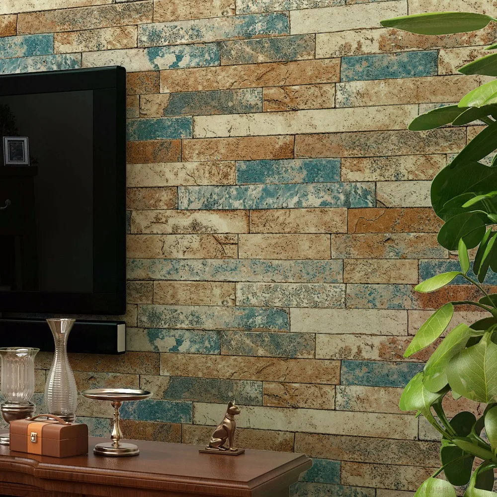 

10M 3D Stereoscopic Imitation Brick Stone Wallpaper Roll for Wall Study Room Living Room Retro Home Decor PVC Vinyl Wall Paper