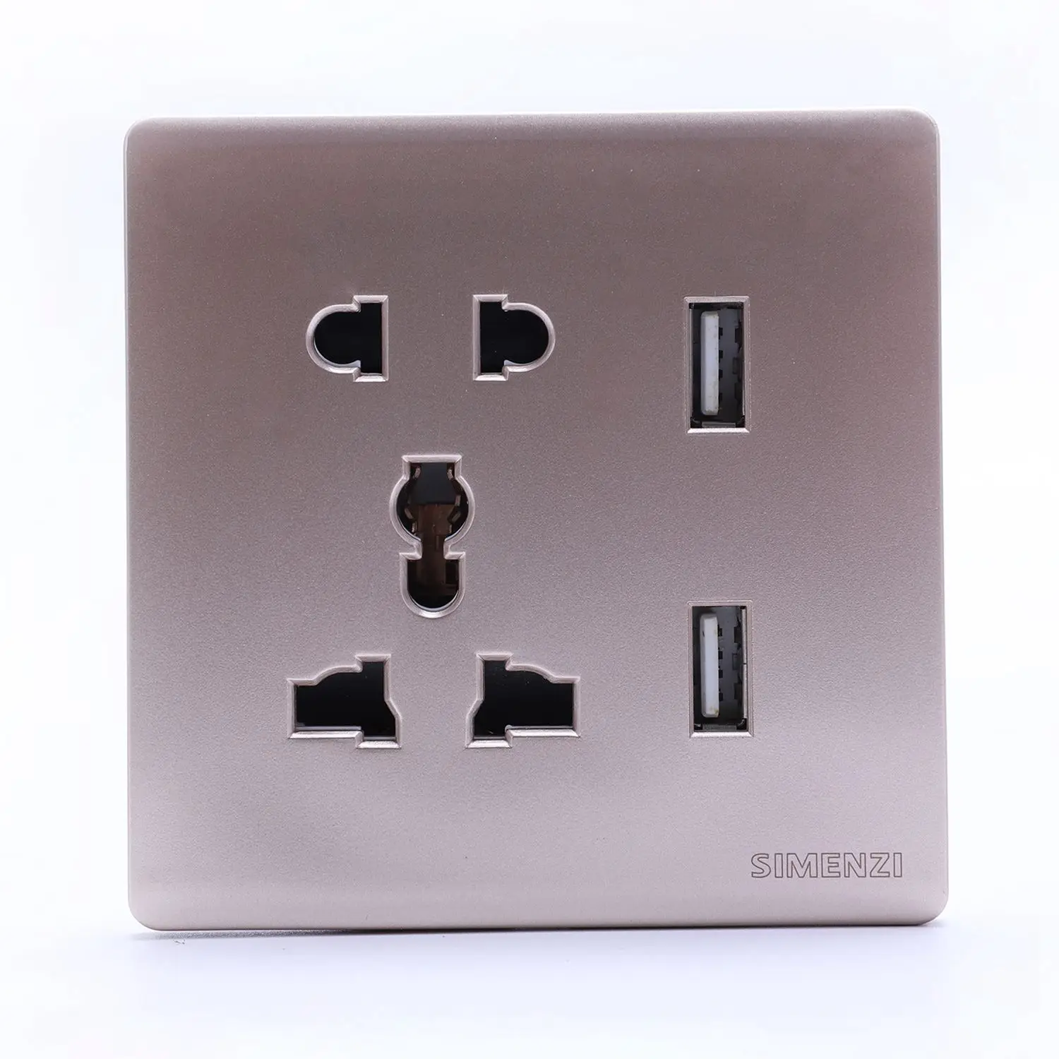 

Wall Electrical 10A Universal Plug Faceplate Socket Double 2 USB Outlets Ports Switch Socket For Mobilephone Charging Electrical