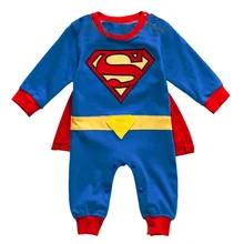 Комбинезон для маленьких мальчиков с рисунком Супермена; короткий/длинный рукав; Рождественский костюм на Хэллоуин; подарок; комбинезоны для девочек; сезон лето-весна-осень; Одежда для новорожденных