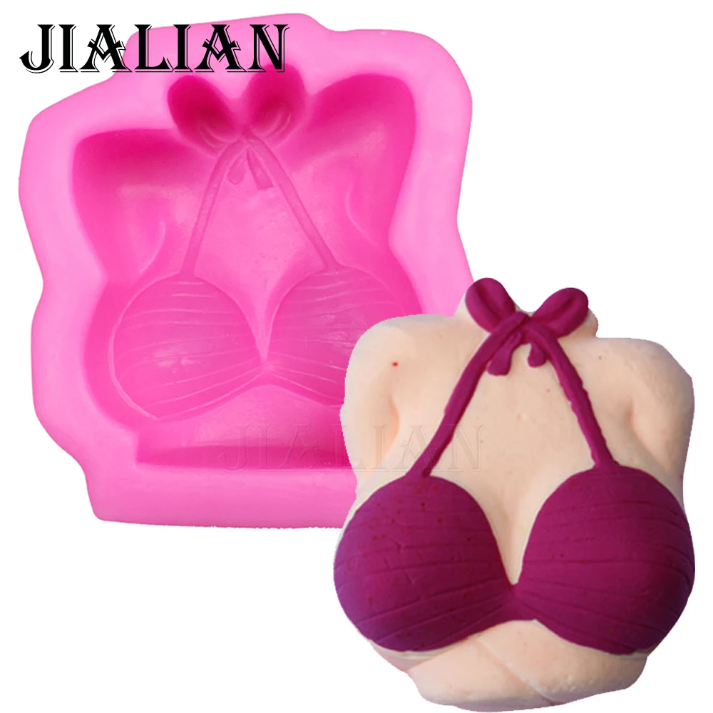 Free shipping chest Sexy bikini soap mould chocolate Party cake decorating tools DIY cooking baking fondant silicone mold T0271 image image photo