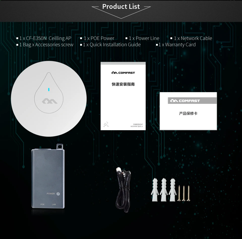 COMFAST CF-E350N через стены Мощный 300 м Крытый потолок AP 48 В Poe адаптер Wi fi точка доступа маршрутизатора мост сигнала Amplier