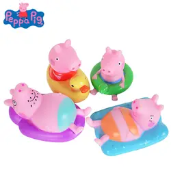 Оригинальные Peppa Pig для купания играем в воде игрушки семьи из 4 комплект щипать Кукла фигурку детей пляжные игрушки