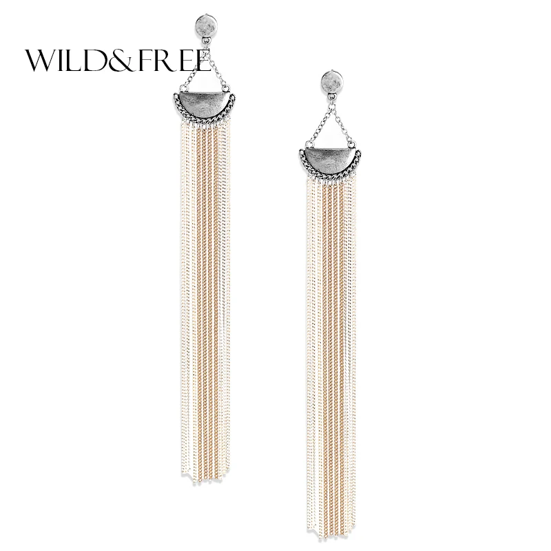 

2017 New Bohemia Long Tassel Dangle Earrings For Women Vintage Antique Silver Statement Drop Earrings Fashion Jewelry Brincos