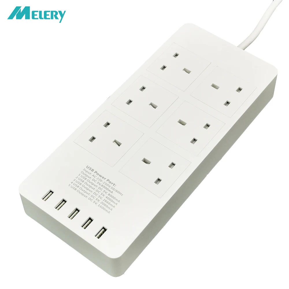 

Power Strip USB Outlets UK Plug Sockets with USB Charging Ports 3250W/13A Overload Surge Protector with 3m/9.8Ft Extension Cord