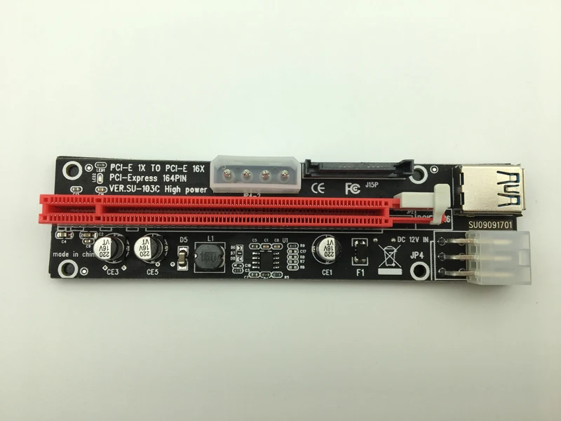 60CM PCI Express 1X To 16X PCIE Riser Card For BTC Miner Machine Overcurrent Protection USB Cable SATA To 6Pin Power Cord Mining