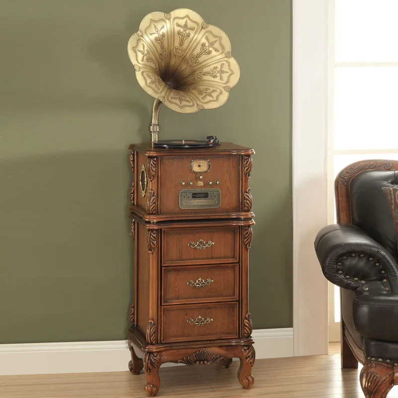 Classic Morning Glory With Drawer Table Subwoofer Stereo Antique