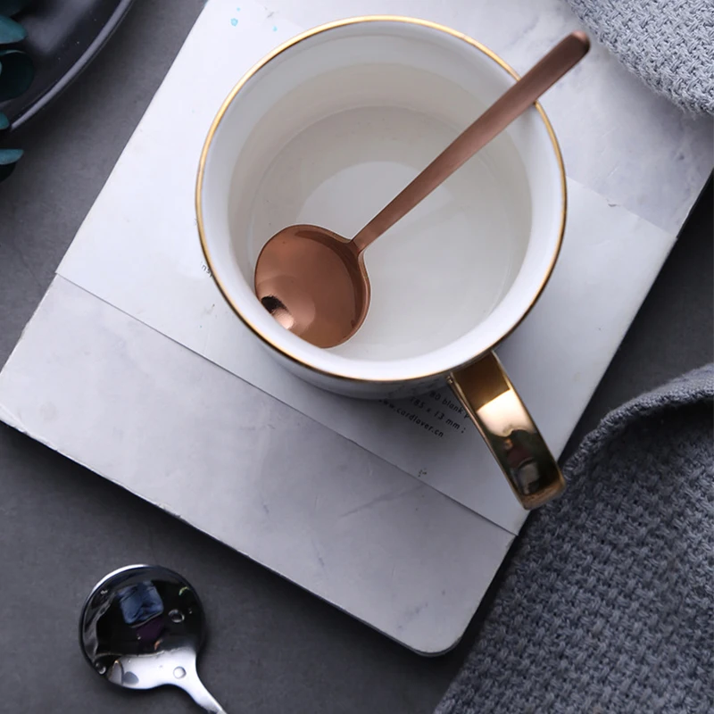 Модная мини-кофейная ложка из нержавеющей стали с длинной ручкой, круглая форма, чайная ложка для дома, кухни, столовые ложки, размер 13 см