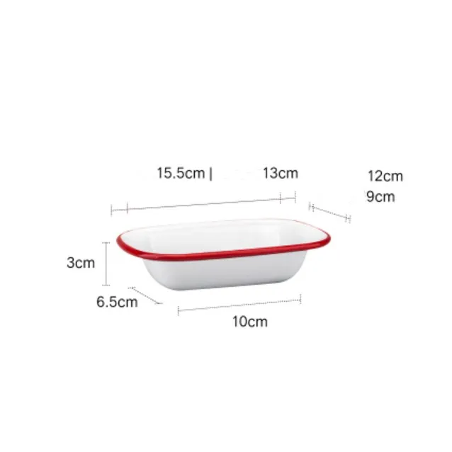 NOOLIM красный и синий тонкий срез округлый прямоугольник эмалированный поднос Дома Ретро блюда запеченный рис гриль тарелка столовая посуда - Цвет: Red S