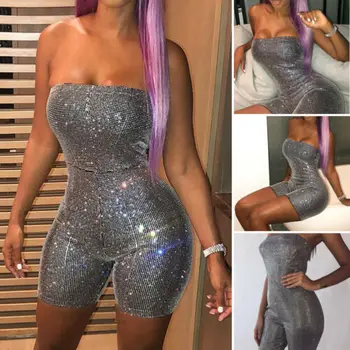 

UK 2019 New Boho Womens Sexy Off Shoulder Holiday Mini Playsuit Shorts Slim Summer Beach Club Party Jumpsuit