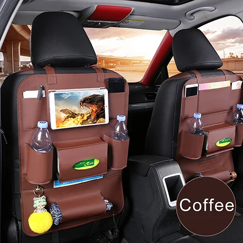 Модная сумка для хранения на сиденье автомобиля, автомобильная сумка на спинку сиденья, многофункциональная сумка для стайлинга автомобиля, детское безопасное сиденье, автомобильная сумка на спинку - Название цвета: dark brown