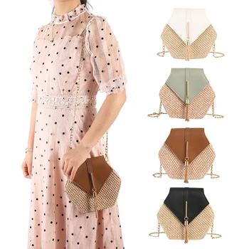 

Hexagon Mulitstyle Straw Bags for Women 2019 PU leather Summer Rattan Beach Bohemia Bag bolso mimbre