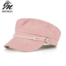 Joymay, военная шапка, s берет, зимние шапки для мужчин и женщин из искусственной кожи с полями, шерстяная вязаная шапка, черная кость, Женская винтажная Gorra BR026