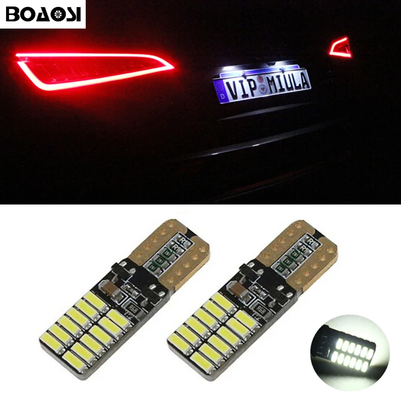 BOAOSI 2x Accessories No Error T10 4014SMD LED License plate Lights For Hyundai Sonata ix35 accent solaris Chevrolet Fiat KIA | Автомобили
