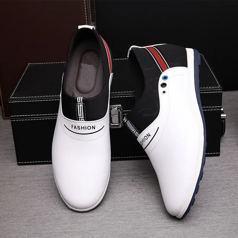 Sexo Moda Sapatos Genuínos Mocassins Brancos Sh41 De preto Sobre Brown Zapatos Masculino Aumento Hombre Casuais Esportes Couro Deslizar Do branco Homens Para ZrpfFqxwZ