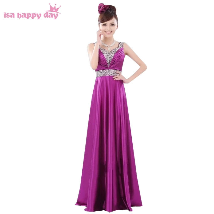 Длинные фиолетовые платья для женщин красный Формальное вечернее платье Новое поступление особых мероприятий платья с бисером и блестками W118 - Цвет: Фиолетовый