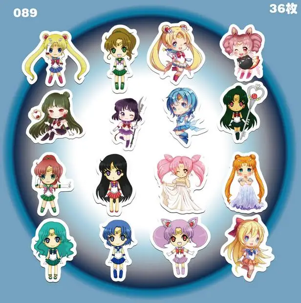 

Free shipping 36pcs/1set Sailor Moon Stationery Scrapbooking Stickers 3D Noctilucent sticker note Decoration label