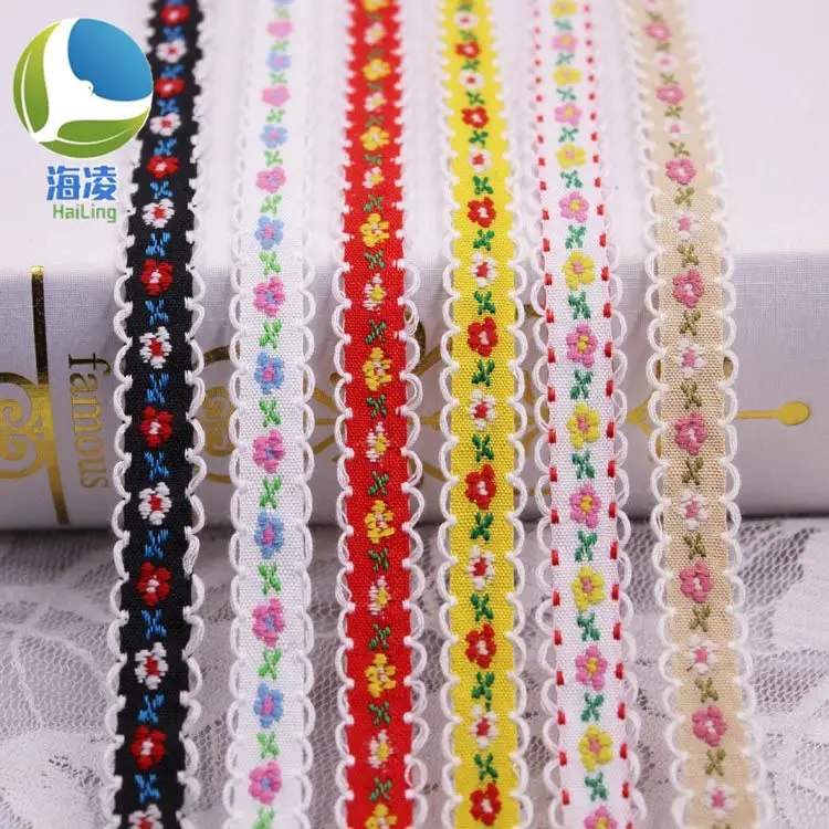 

Hailing 2y/lot Width 1.5CM Woven Lace Ribbon DIY Clothing Hair Accessories Bowknot Decoration Colorful Jacquard fabric Trim