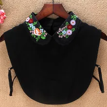 MIARA.L Women's detachable collar shirt vest lace chiffon wild print embroidery fake doll stand collar newspaper print stand collar tee