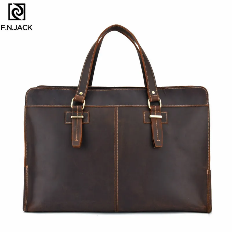 100/% Genuine Leather Men/'s 11/" Vintage Business Handbags Crossbody Shoulder Bag