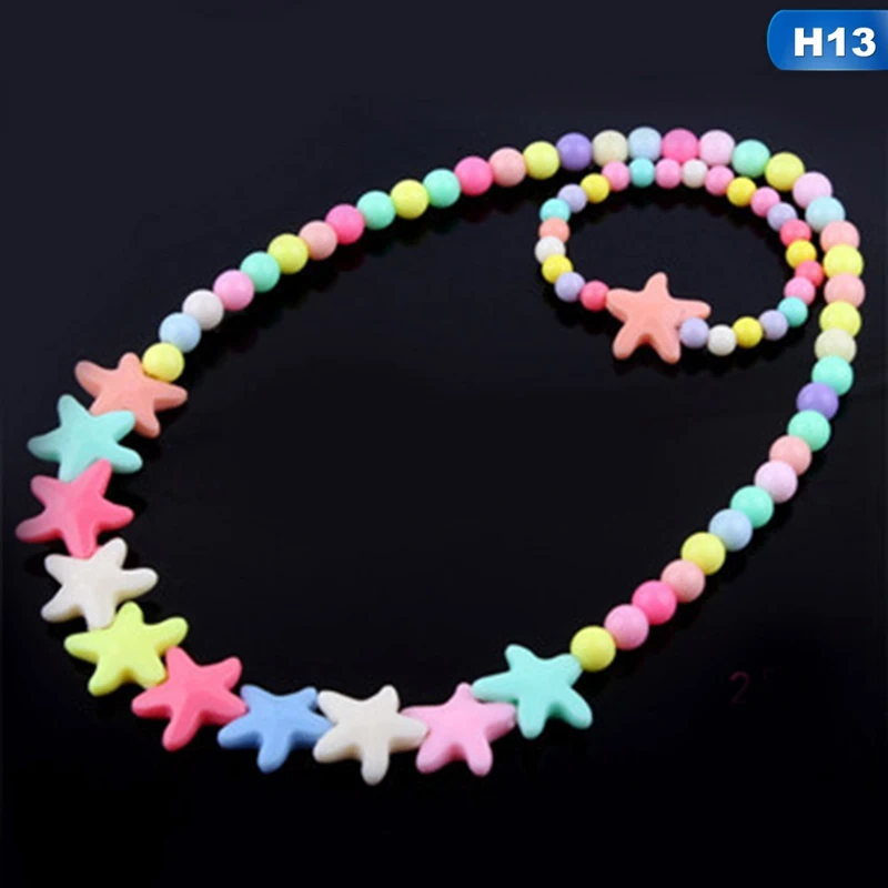 

Sweet And Cute Lovely Elastic Acrylic Children Jewelry Necklace Bracelet Two Piece Suit For Kids' Jewelry Fashion Jewelry