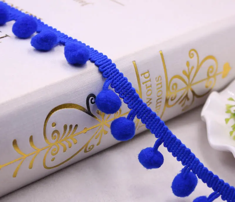 5 ярдов Швейные аксессуары помпон отделка помпон с помпоном-кисточкой тесьма кисточка шар лента с бахромой кружевная ткань DIY Материал рукоделие - Цвет: Royal Blue