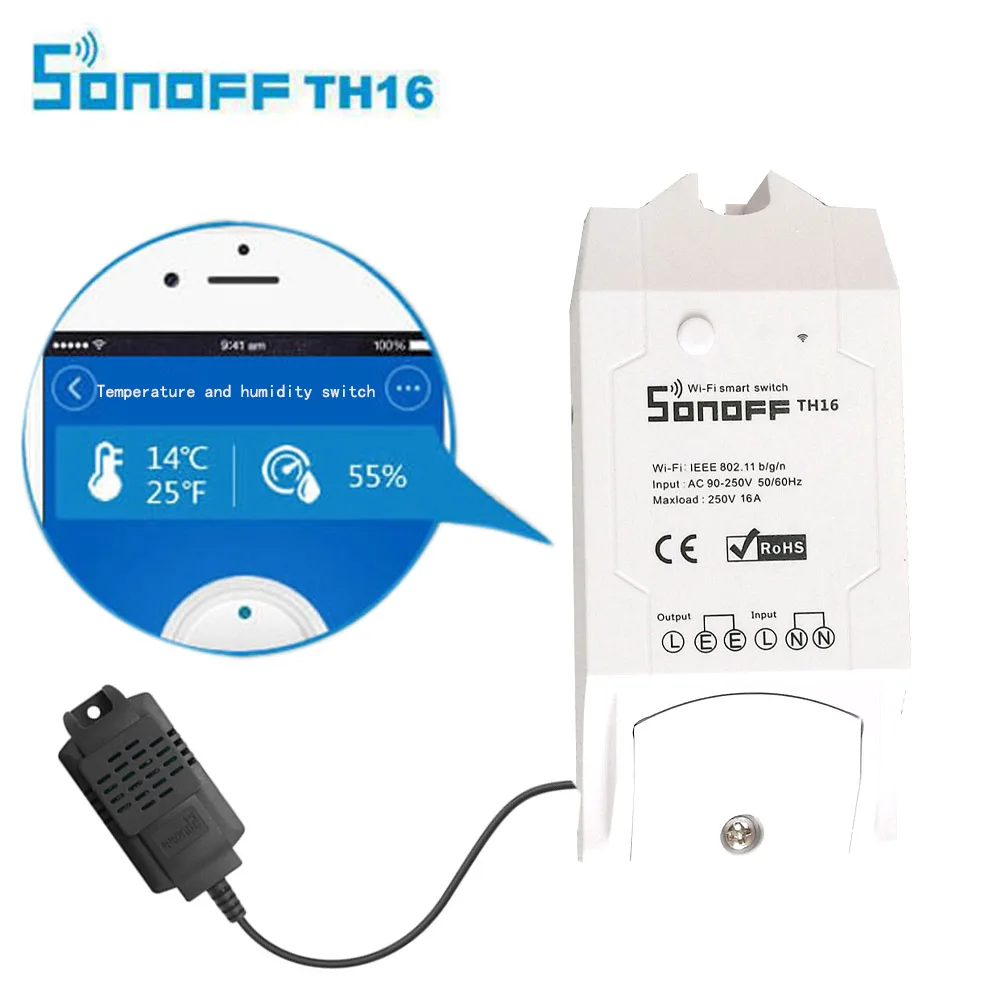 Sonoff TH16 Smart Wifi Switch Monitoring Temperature Humidity Wifi Smart Switch Home Automation