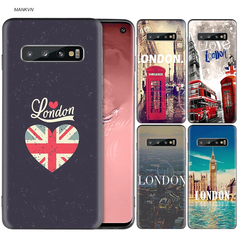 

London Silicone Case For Samsung Galaxy S8 S9 S10 Plus A50 A30 M30 A40 A20 A10 M20 M10 S7 Edge Cover