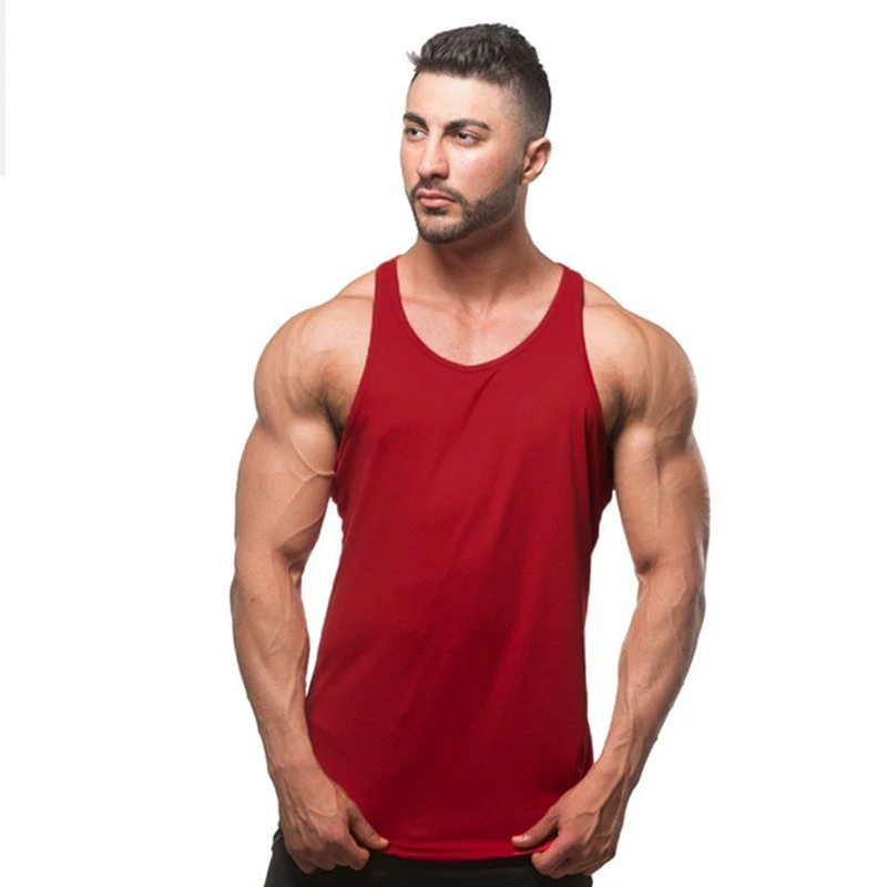 

2019 new fashion gym brand single line backpack cannotte bodybuilding stringer vest men's large size fitness vest muscle men's