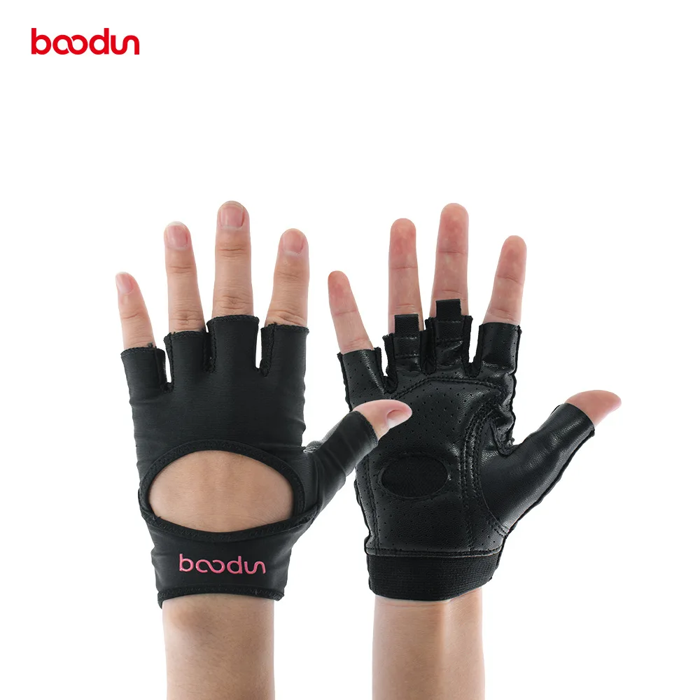 Women's Fitness Gloves with Palm PU Leather Half Finger Breathable Gym