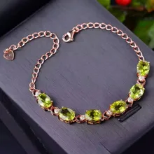 Натуральный перидот браслет 925 серебро натуральный браслет с зеленым драгоценным камнем модные ювелирные изделия для женщин вечерние