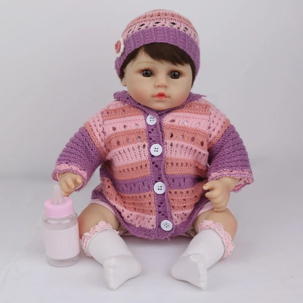 NPKDOLL Reborn Baby Doll Реалистичная новорожденная девочка дюймов 18 дюймов мягкая силиконовая кукла с вязаным свитером Рождественский подарок Дети