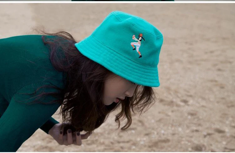 

Autumn Winter New Women's Woolen Bucket Hats Playful Cartoon Embroidery Red Caps Elegant Fashion Cap Warm Lady Bow-knot