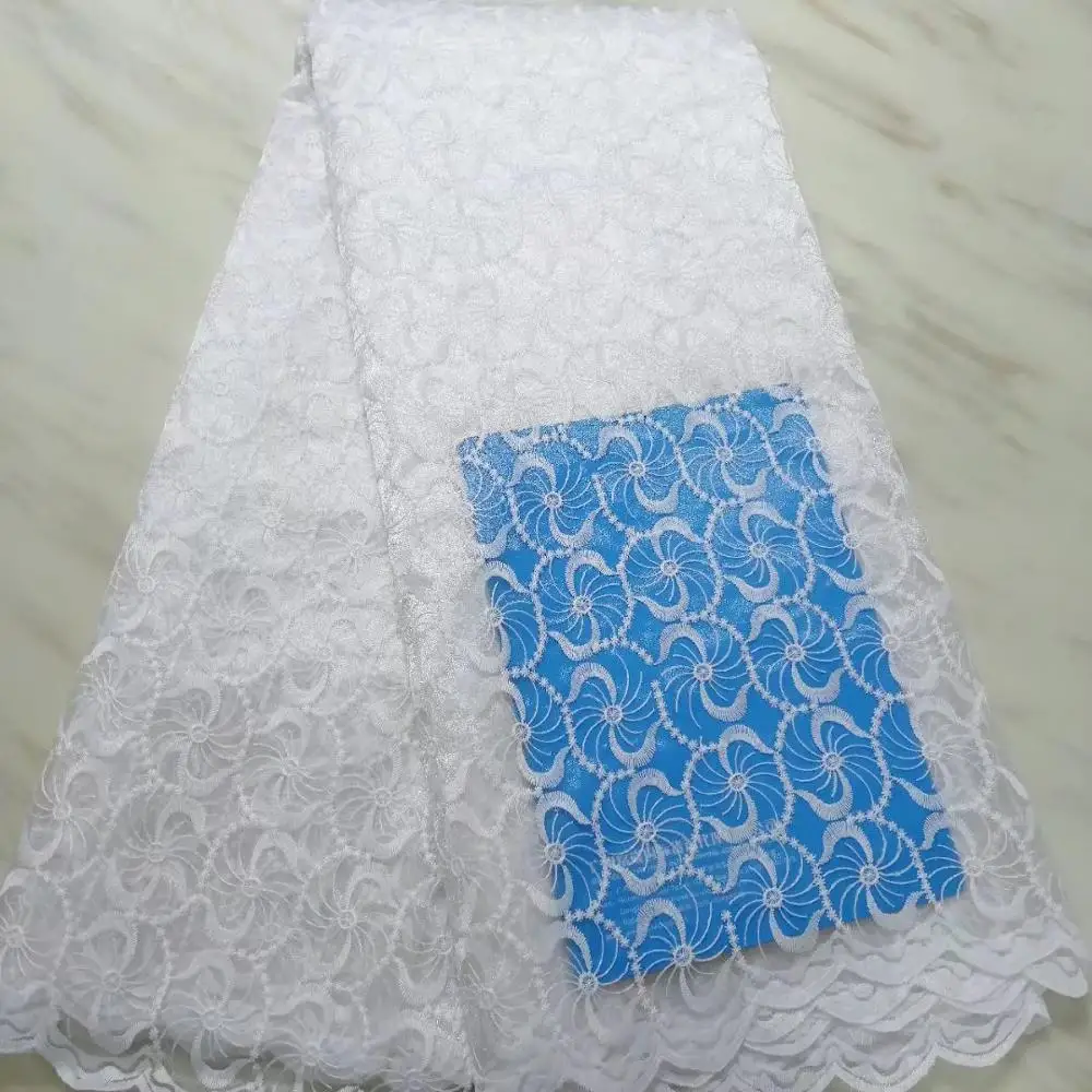 Фабрика предлагает 2019new французский чистая кружевная ткань африканский тюль голосовое кружево для свадьбы или вечерние платья NX35n в белом цвете