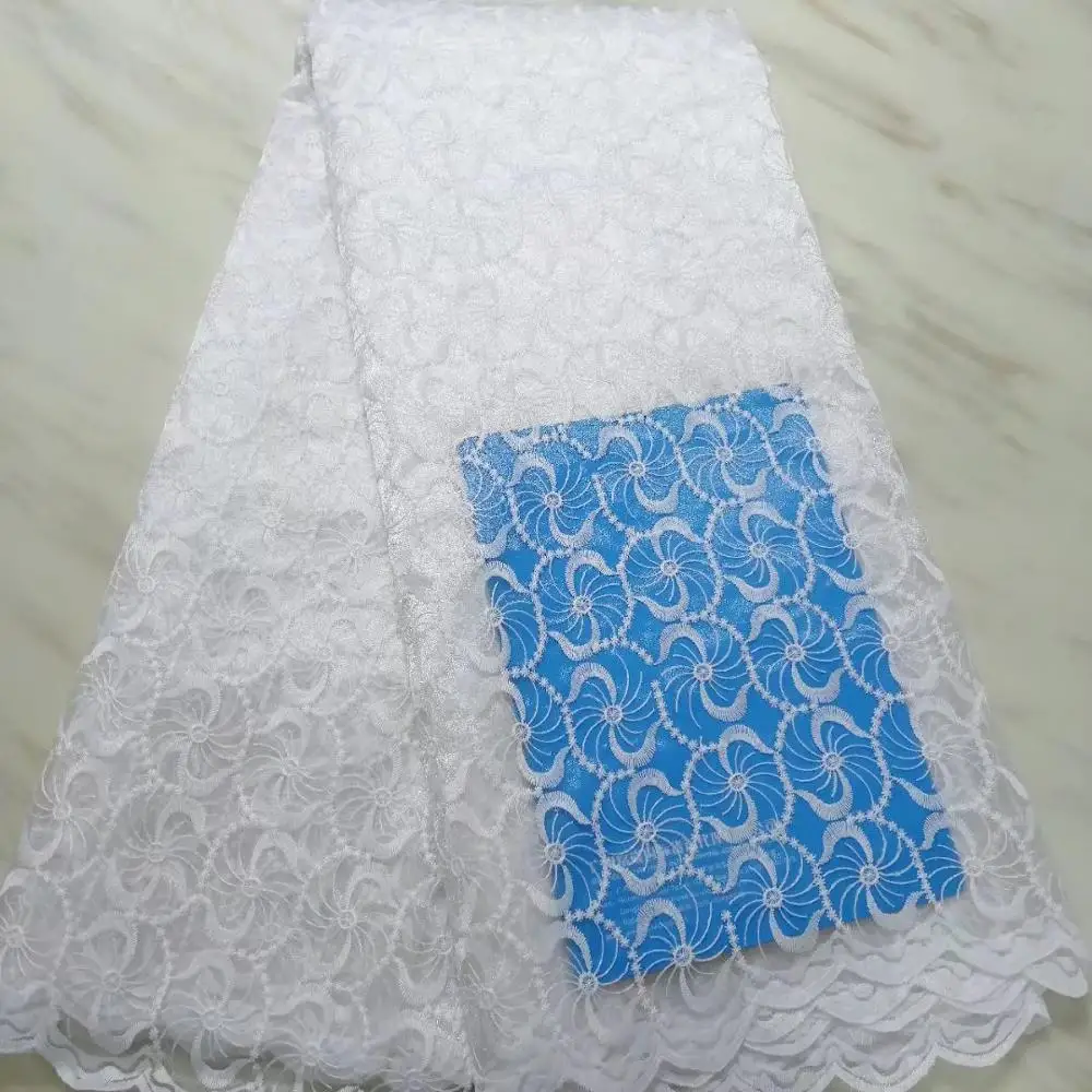 

factory offers 2019new French Net Lace Fabrics African tulle voice Lace For Wedding or party Dresses NX35n in White