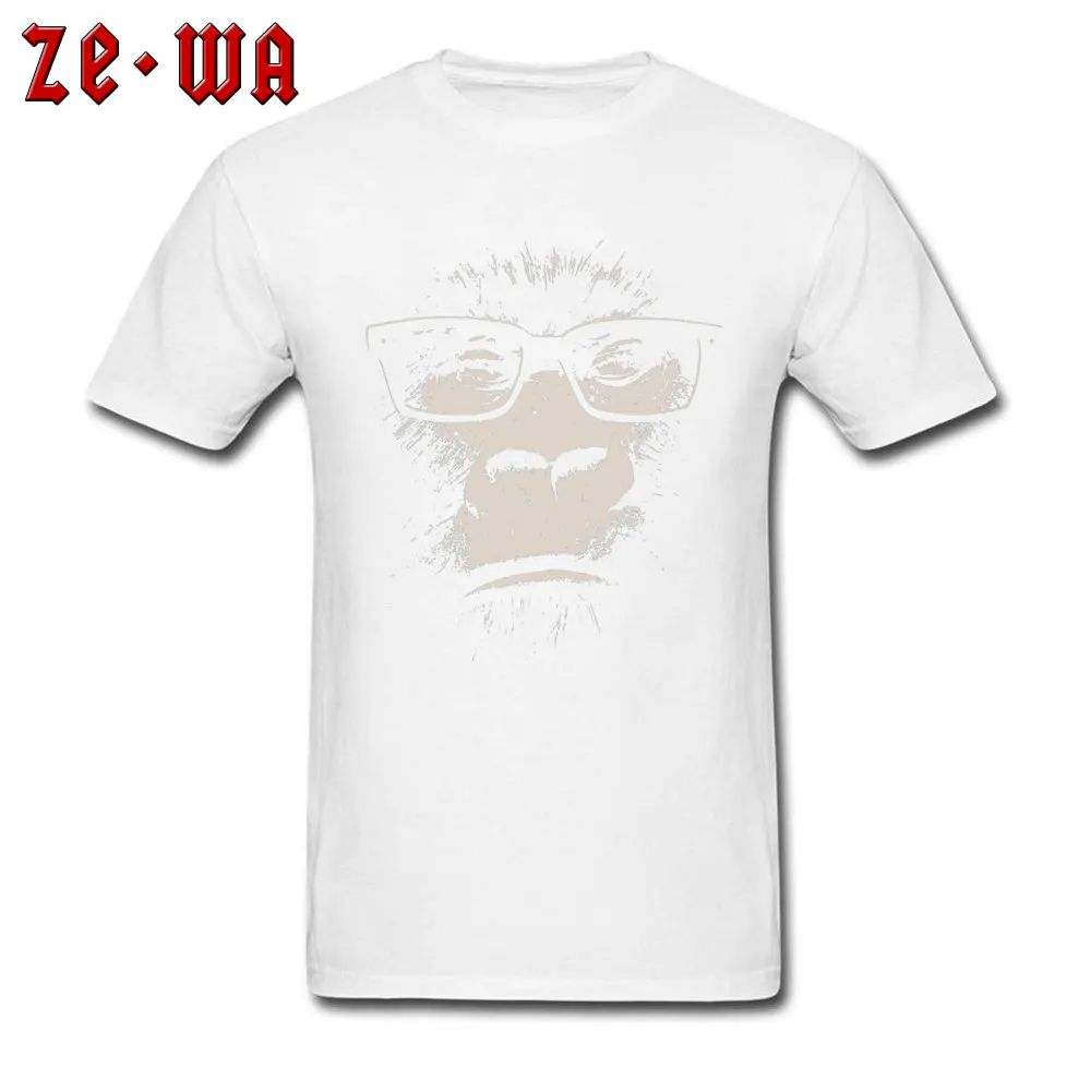 Hipster Gorilla With Glasses 18635 100% Cotton Tees for Men Street T Shirts Fashionable Rife Crew Neck Tees Short Sleeve Hipster Gorilla With Glasses 18635 white