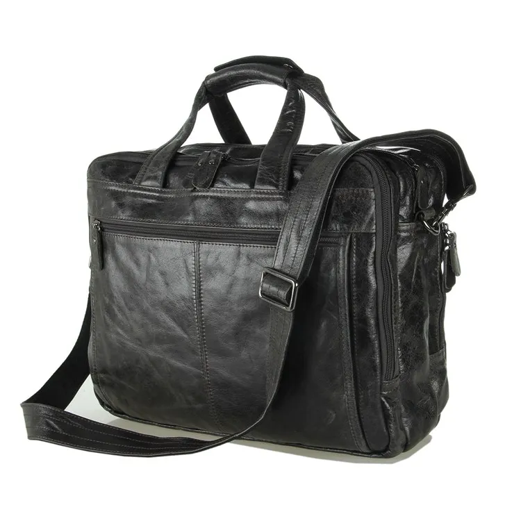

Augus Large Capacity Busines Handbag Grey Casual Messenger Bag Genuine Cow Leather Laptop Shoulder Bag For Adult 7146J