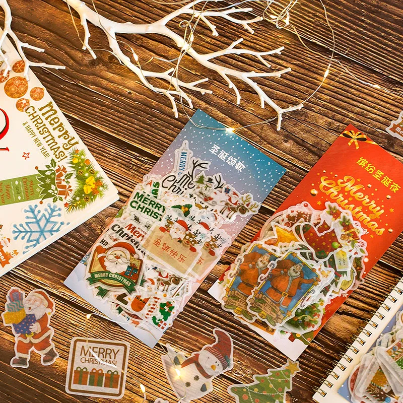 

Retro 60 pcs/pack vintage happy Christmas time paper Scrapbooking Decoration label Wholesale