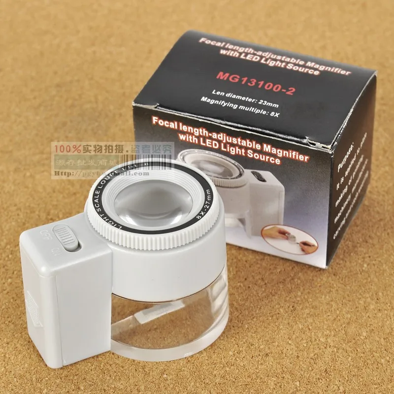 

8X Focus Adjustable Illuminated LED Jewelry Design and Repair Magnifier Drawing Loupe Stamp Collection with Lamp Scale 0.1mm