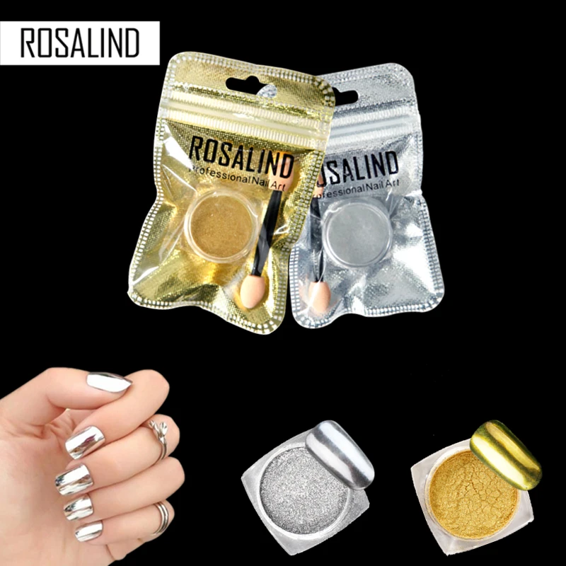 

ROSALIND 1PCS Nail Gel Polish Chrome Pigment Decoration Nail Glitter Aluminum Flakes Magic Mirror Effect Powders Sequins
