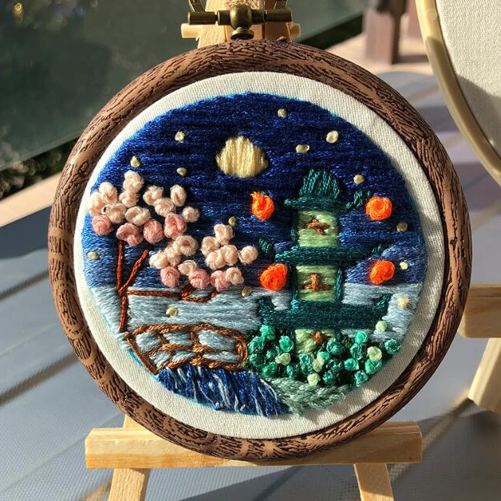 

Modern Starry Sky Hand Embroidery Sampler Kit for Beginners Adults Cross Stitch Crafts Needlepoint
