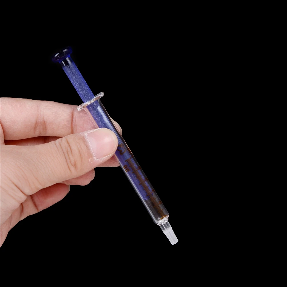 

1X 1ml Precision Glass Blue Glass Syringe Injector Dosage Precision Ideal Lab Sampler GlasswareTool Gift