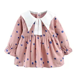 Детские платья для девочек милые с матросским воротником Платье для маленьких девочек платье принцессы с длинными рукавами детская одежда