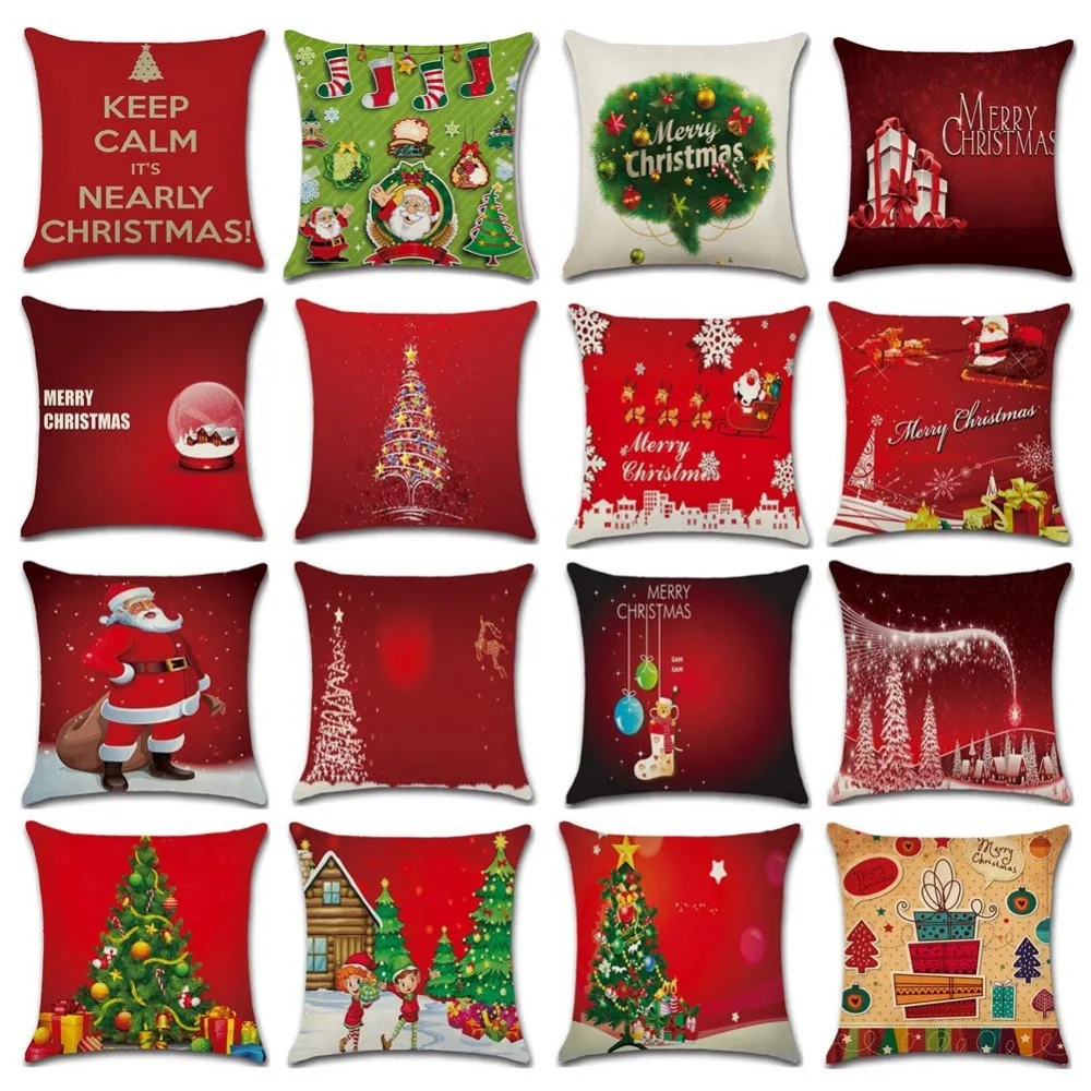 

Amduine Christmas Cushion Cover New Year Gift Christmas Tree Pillow Cases Xmas Printing Dyeing Bed Home Decor Drop Shipping