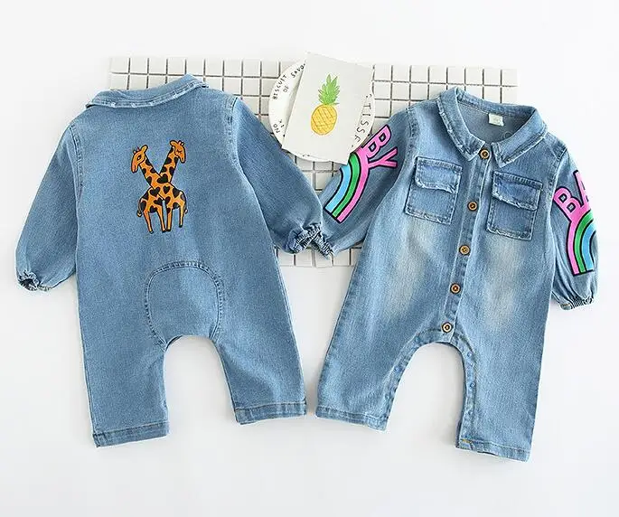 Джинсовый комбинезон с длинным рукавом для мальчиков синего цвета|boys jumpsuit|romper