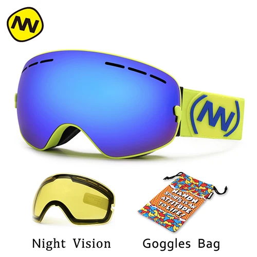 NANDN брендовые лыжные очки UV400 Анти-туман большая Лыжная маска очки для катания на лыжах мужские и женские зимние сноубордические очки - Цвет: Fluorescent frame be