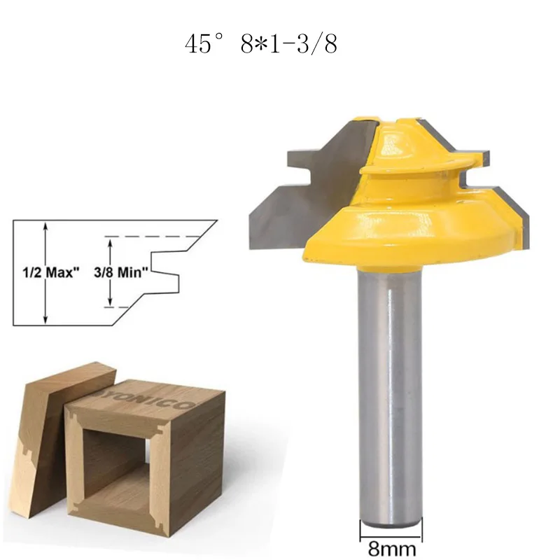 8*2, 8*1-1/2 и 8*1-3/8 хвостовик замок Торцовочная фреза 45 градусов Фреза по дереву для соединения шип-паз фрезерный инструмент сверление фрезерование по дереву