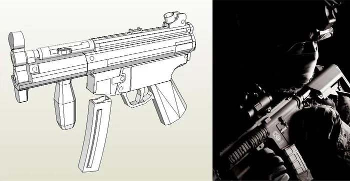 MP5K пулемет белая форма бумажная модель оружие 3D ручные рисунки игрушек